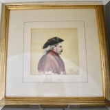 A06. Miniature framed portrait (signed R.P.B.) by Ruth Payne Burgess. 14”h x 14”w 